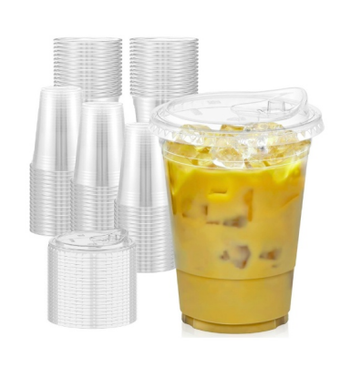 كاسات عصير شفاف 8 اونس الراشد بغطا عادي 100 قطعة