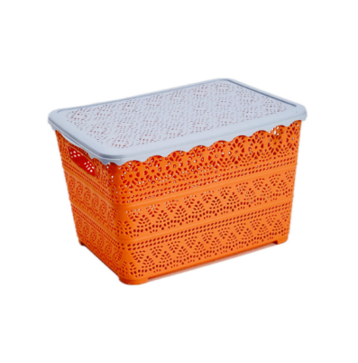 صندوق تخزين بلاستيك مخرم بيدين 25*34 سم بغطاء 906014