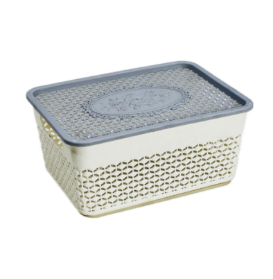 صندوق تخزين بلاستيك مخرم بيدين 17*23 سم بغطاء 910110