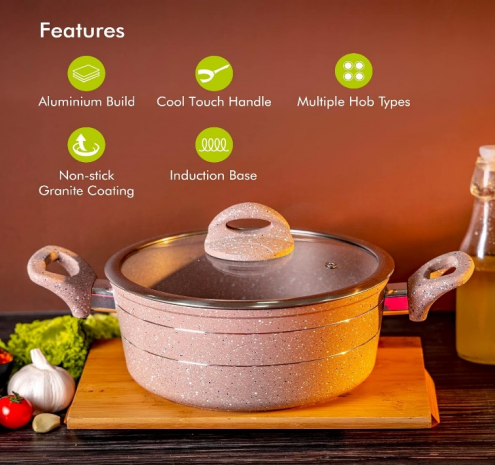 قدر جرانيت بيج رويال فورد 30 سم غطا زجاج