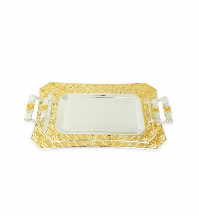 تباسي تقديم استيل مستطيلة مذهب