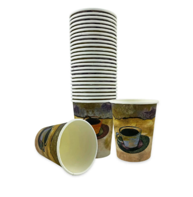 أكواب ورقية صورة فنجان مع مناظر جبلية/ 8 اونصة 236مل- 50قطعة