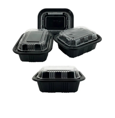 علب سوشي اسود مستطيلة عميقة بغطا شفاف -12 قطعة