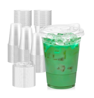 كاسات عصير شفاف 16 اونس الراشد بغطا عادي 100 قطعة